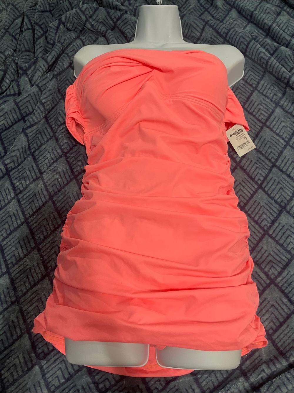 Charlotte Russe Coral Strapless Swimdress with Removable Straps